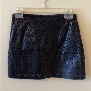 Saks Fifth black leather skirt